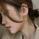 Retro Gold Circle Stud Earrings: Stylish Vintage Korean Jewelry