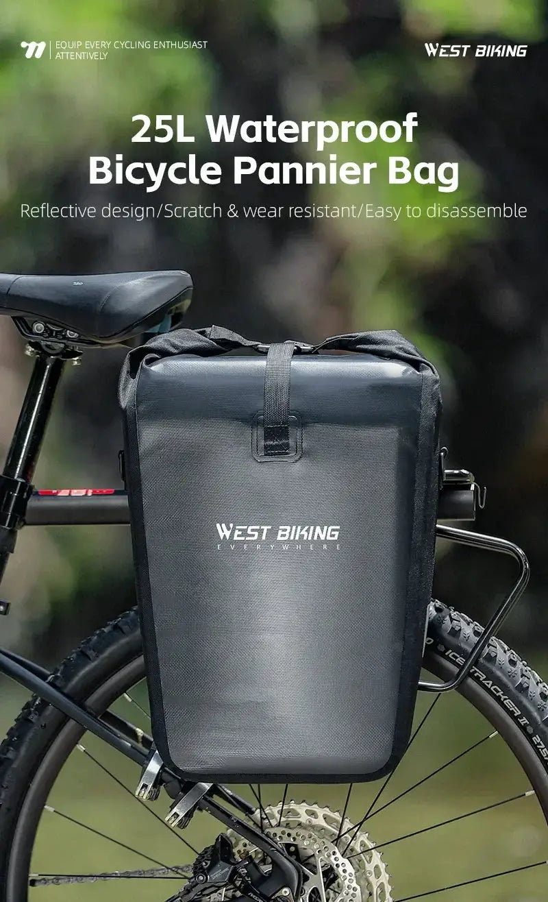 25L Waterproof Cycling Pannier Bag West Biking Backpack