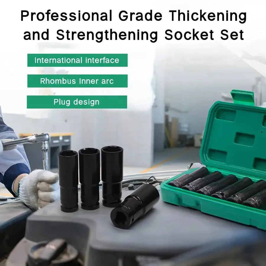 10pcs 1/2 Inch 8-24mm Power Socket Tool Impact Wrench Adapter Industrial Hand Tool Socket Set for Industrial Auto Repair