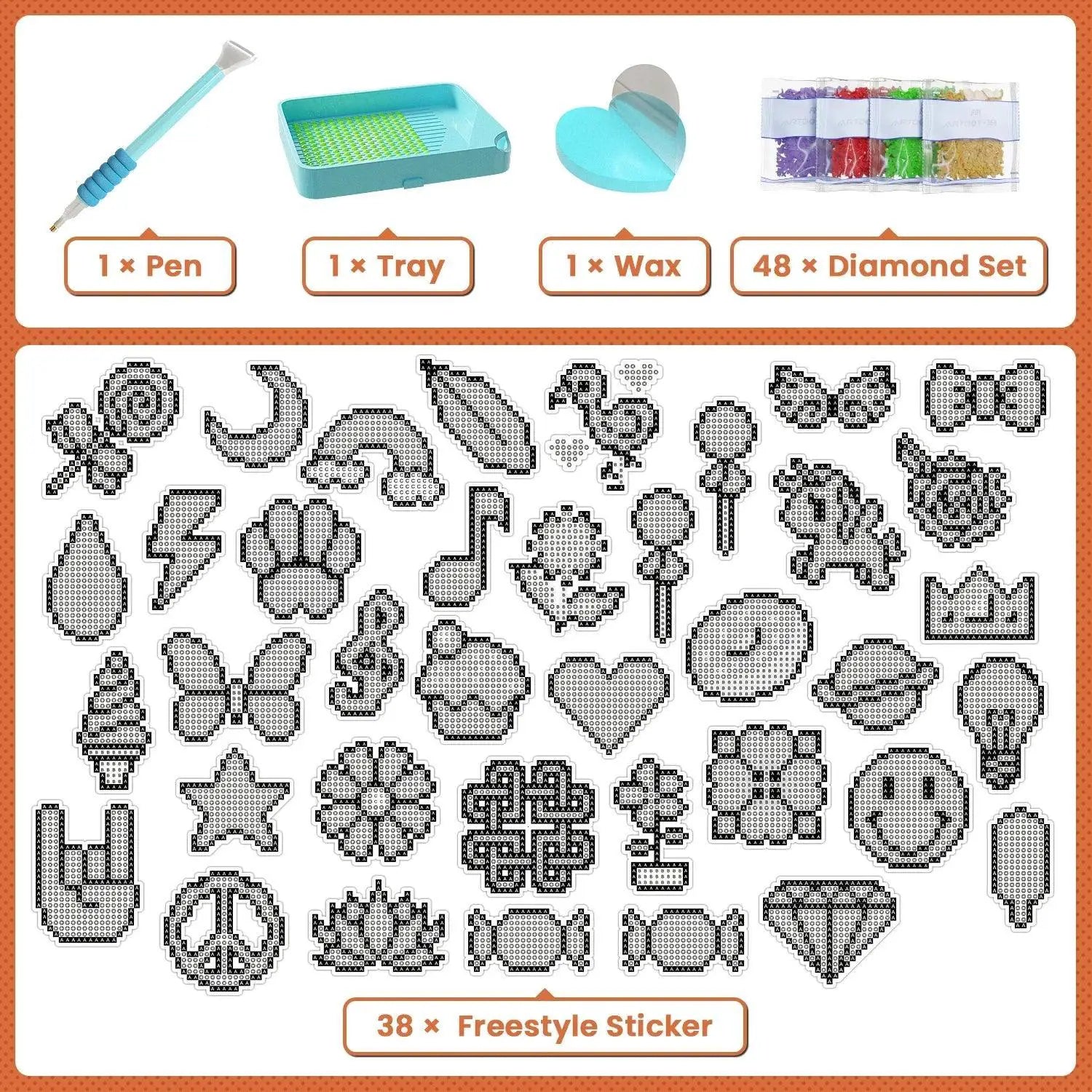 ARTDOT Cartoon Diamond Painting Stickers Kit 38 Pieces