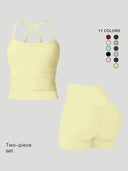 Yoga Set Women Quick Dry Cami High Waist Shorts