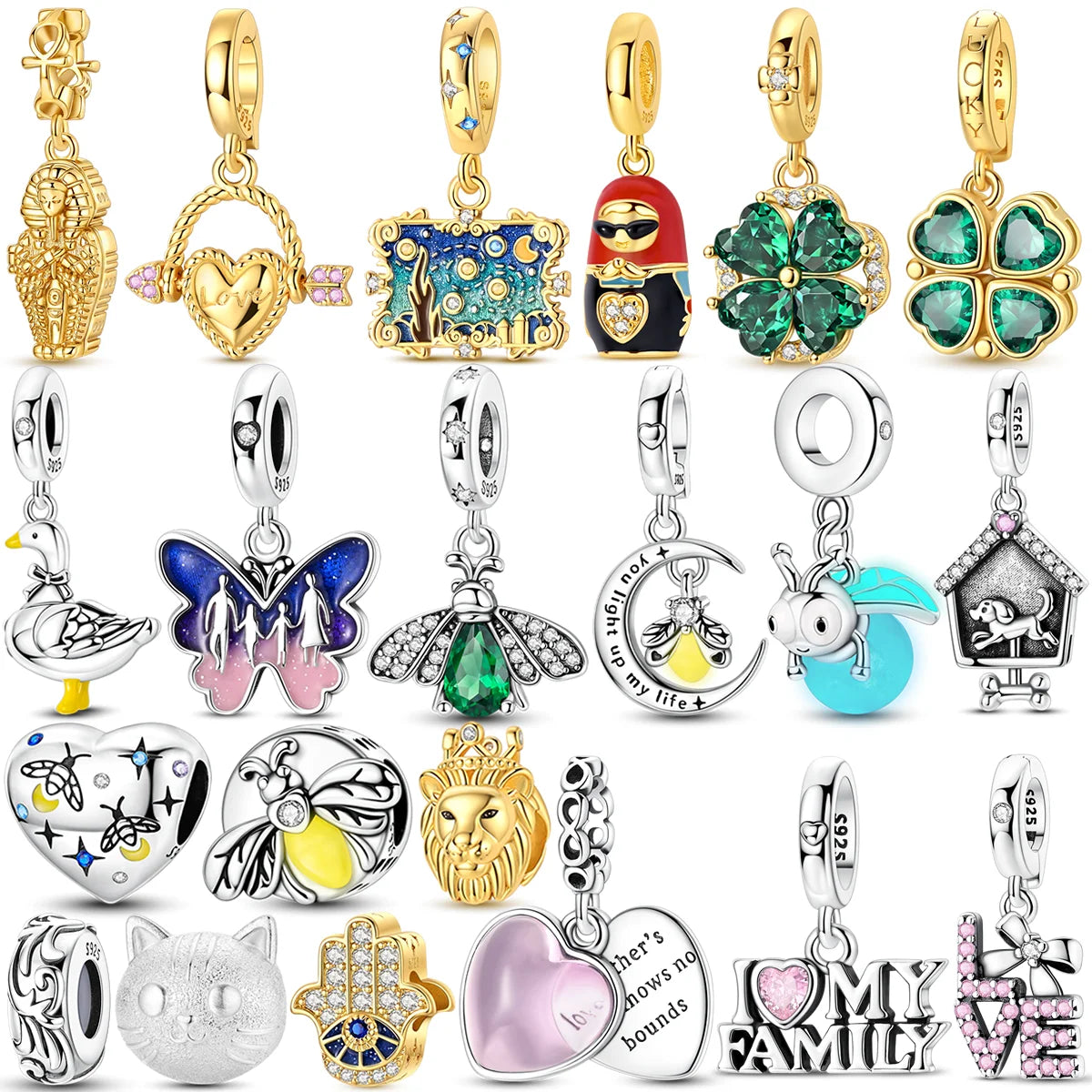 Sterling Silver Golden Clover Charm