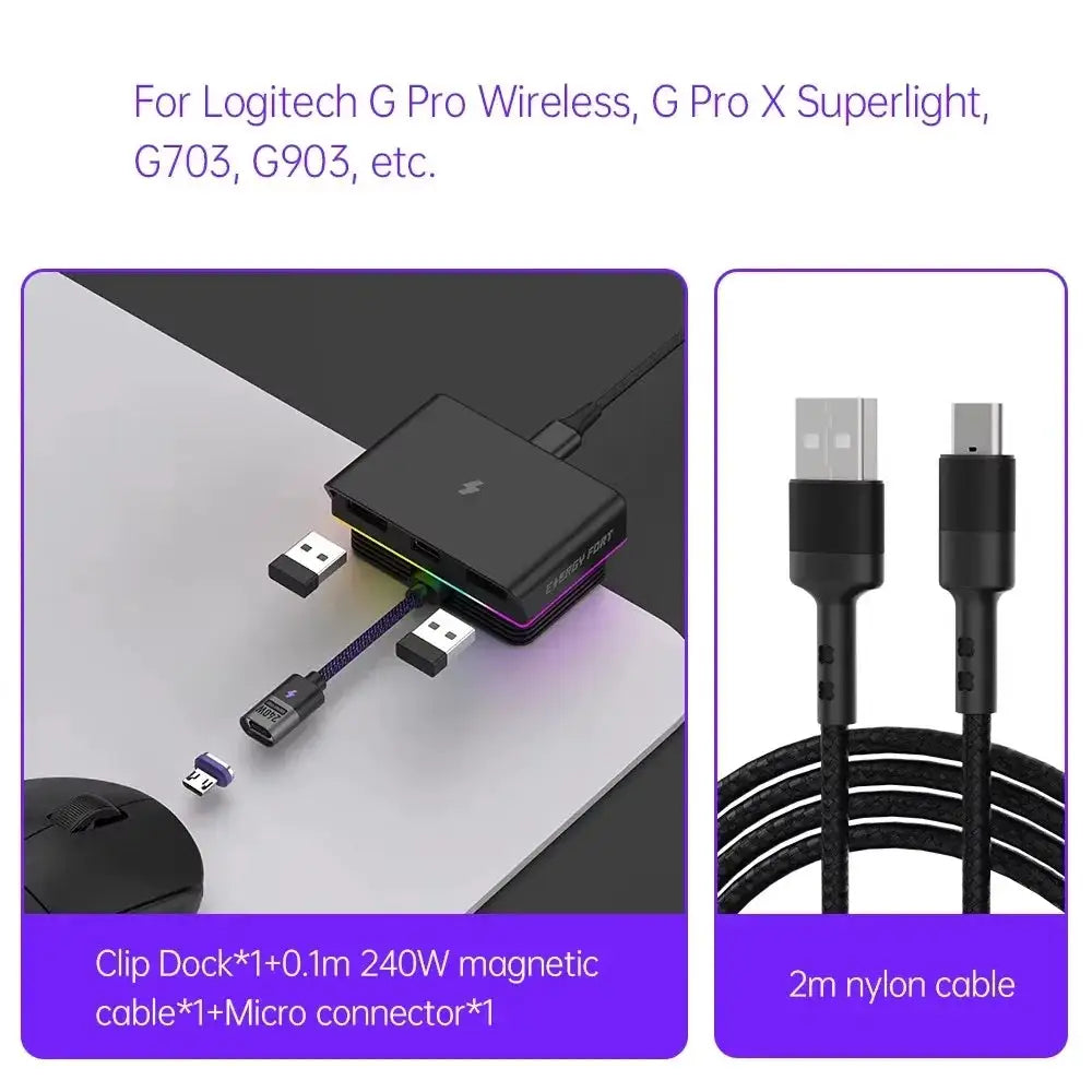RGB Magnetic Mouse Dock Secure Cable Hub — product view 10