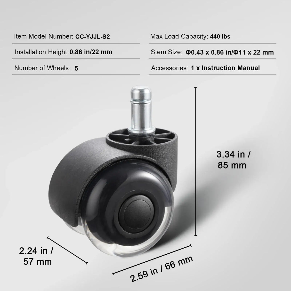 Smooth Gliding Office Chair Wheels — product image 8