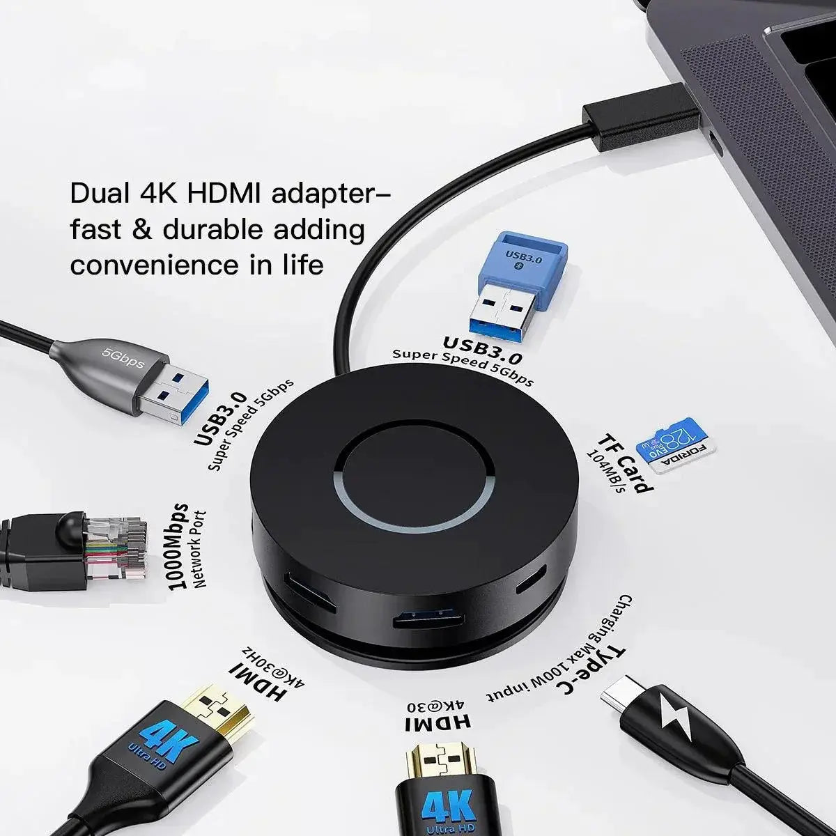 USB C Docking Station 7 In 1 USB C Hub With Dual HDMI Ports