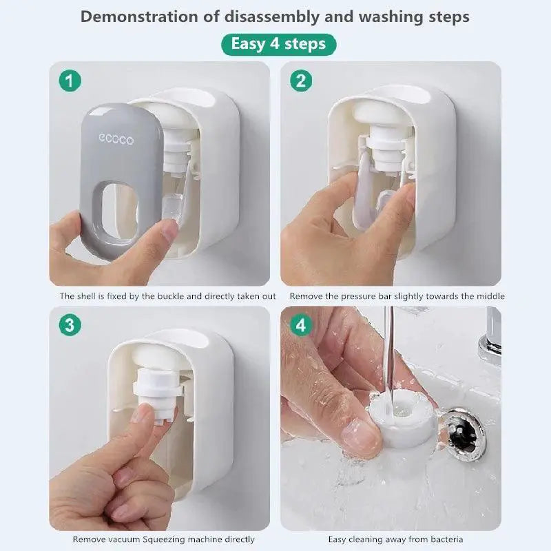 Automatic Toothpaste Dispenser Hygienic Wall Mount Set