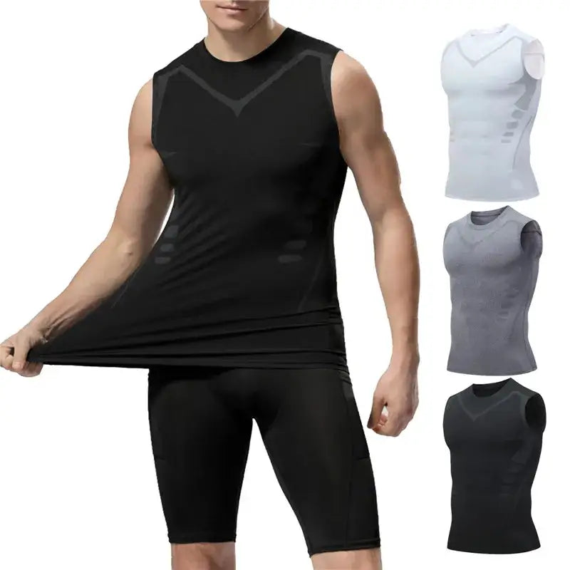 Mens Ice Silk Compression Shaping Vest Slimming Tank — product view 15