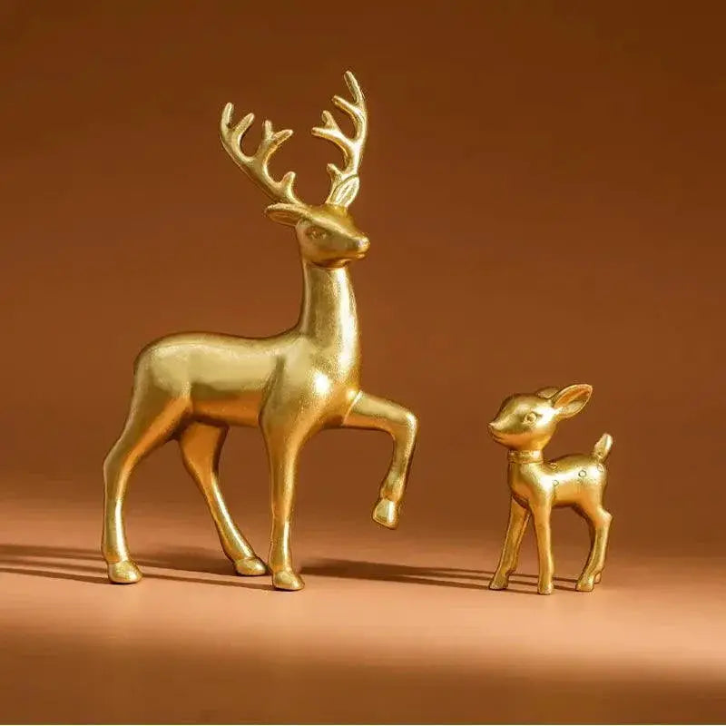 Elegant Resin Mother Deer And Fawn Sculptures For Christmas