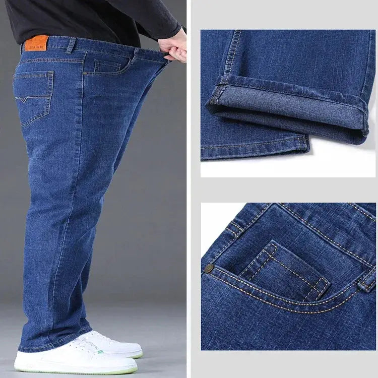 Mens Big Size High Stretch Denim Jeans For Large Fit
