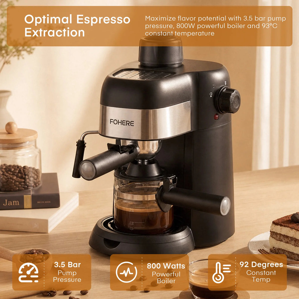 Steam Espresso Machine, Cup, Professional Compact Espresso — product view 5