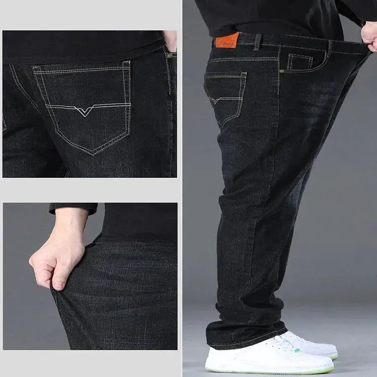 Mens Big Size High Stretch Denim Jeans For Large Fit