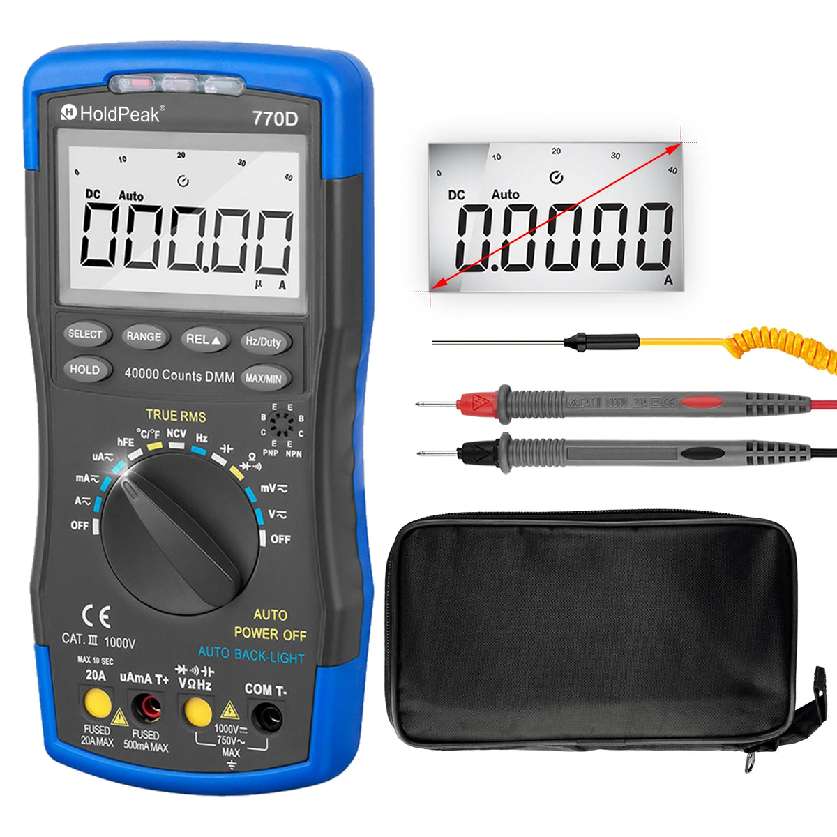 Digital Multimeter Auto Range TRMS DC AC Meters , Counts — product view 2