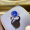 Blue Moissanite Sterling Silver Ring