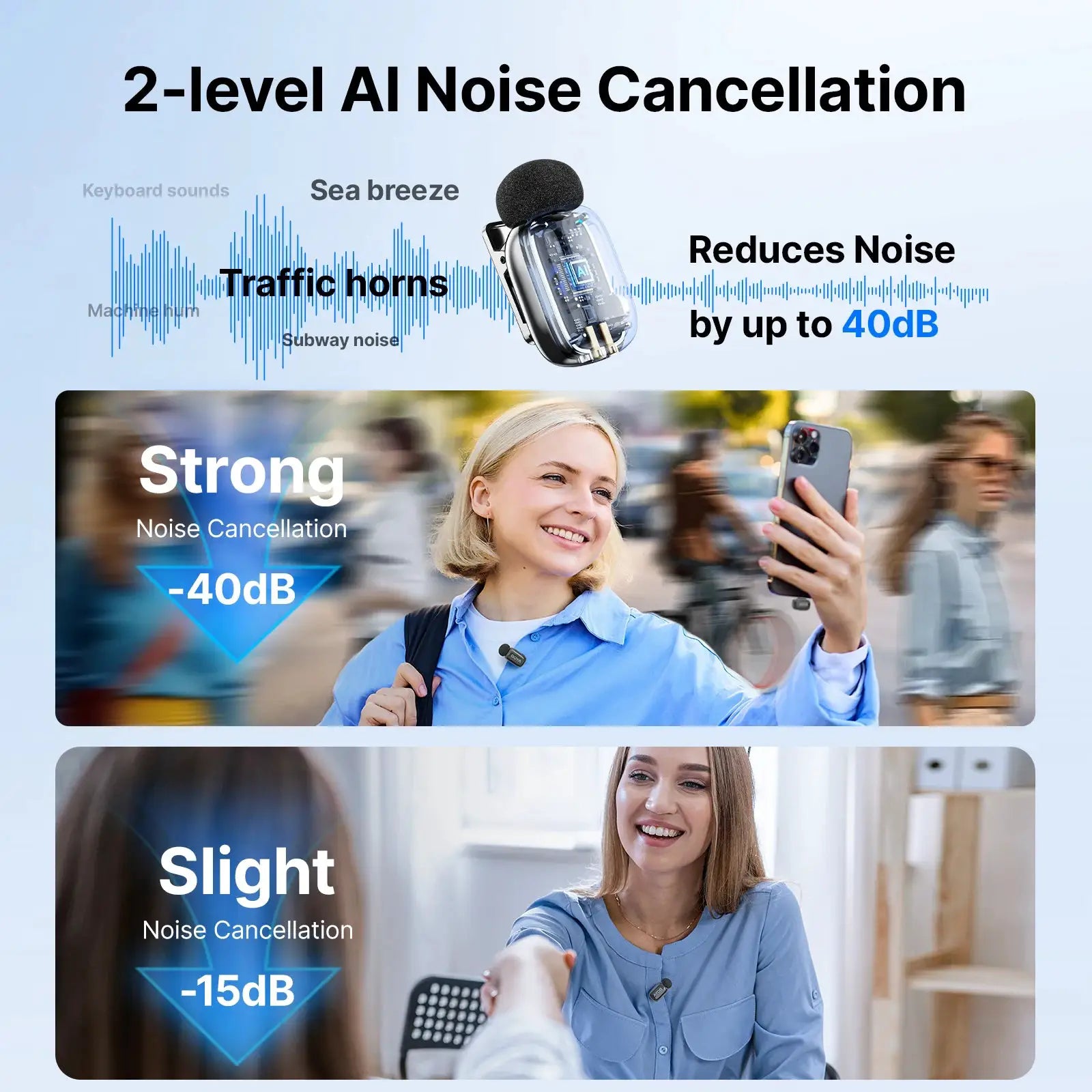 BOYA Mini 2 Wireless Lavalier Microphone AI Noise Reduction Mini Mic for iPhone 6-14/15-17 USB-C Android Phone Video Recording
