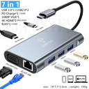 CERASTES New USB C Hub Type C 4KHD RJ45 VGA 4 USB 3.0 Hub