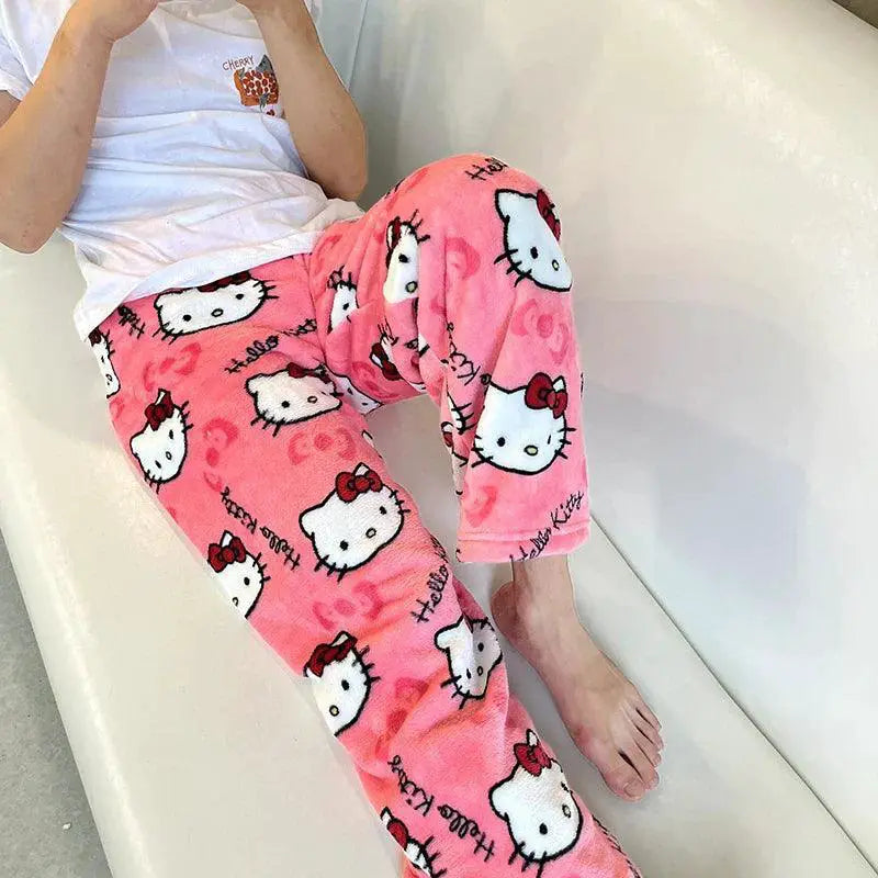 Hello Kitty Flannel Pajamas Cozy Home Pants Gifts For Women