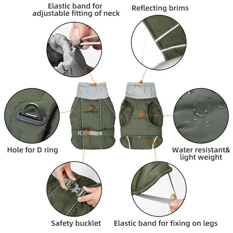 Dog Winter Coat Cozy Waterproof Reflective Jacket For Dogs