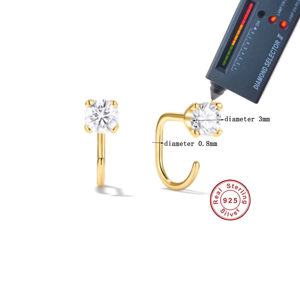 Moissanite Earrings in Sterling Silver — product view 3