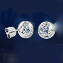 Round Moissanite Stud Earrings in Sterling Silver