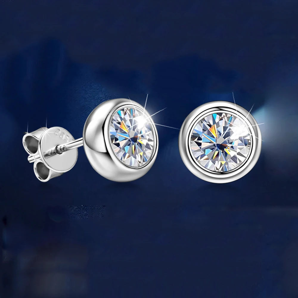 Round Moissanite Stud Earrings in Sterling Silver — product view 5