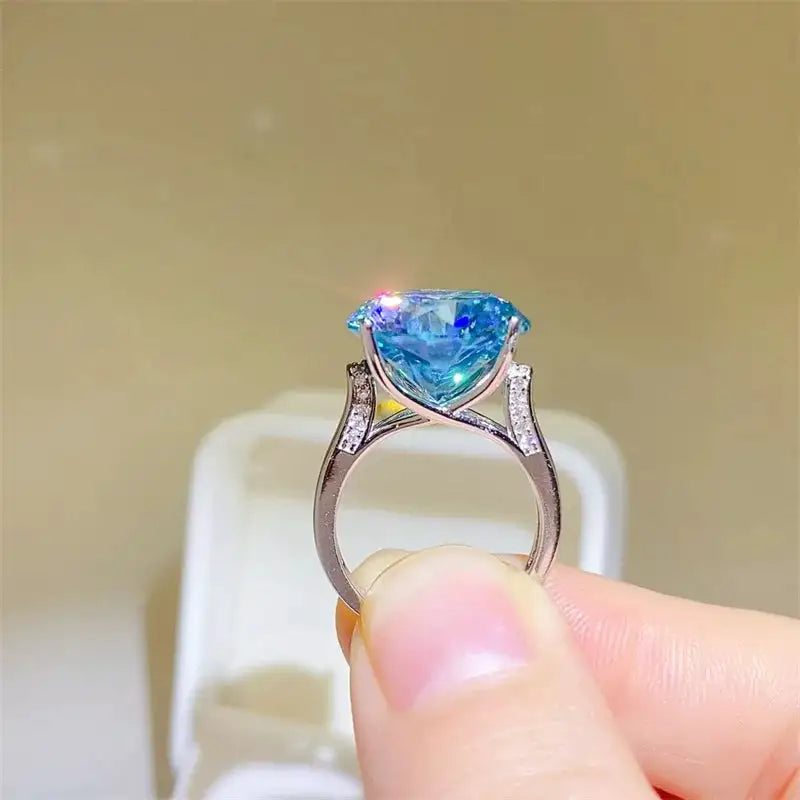 Sterling Silver Blue Moissanite Ring For Women — product image 3