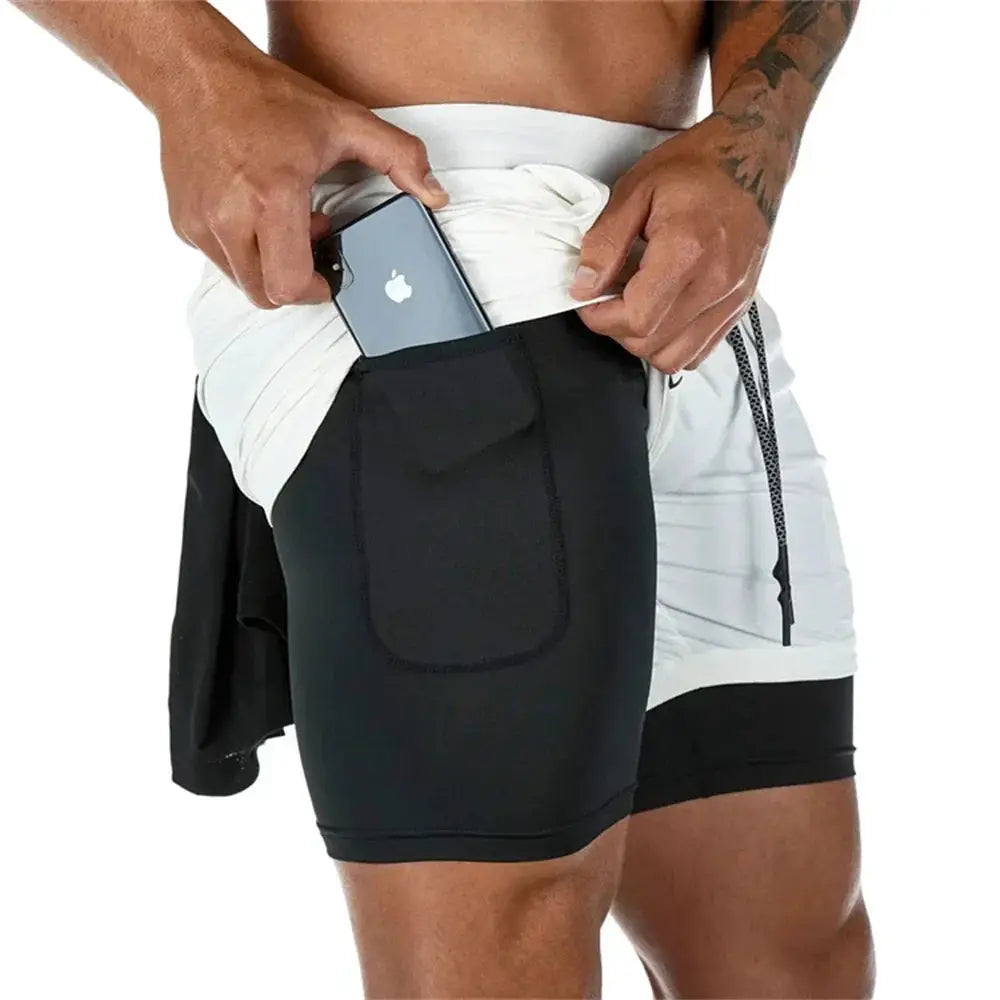 Men's Double Decker Camo Running Shorts For Gym And Fitness