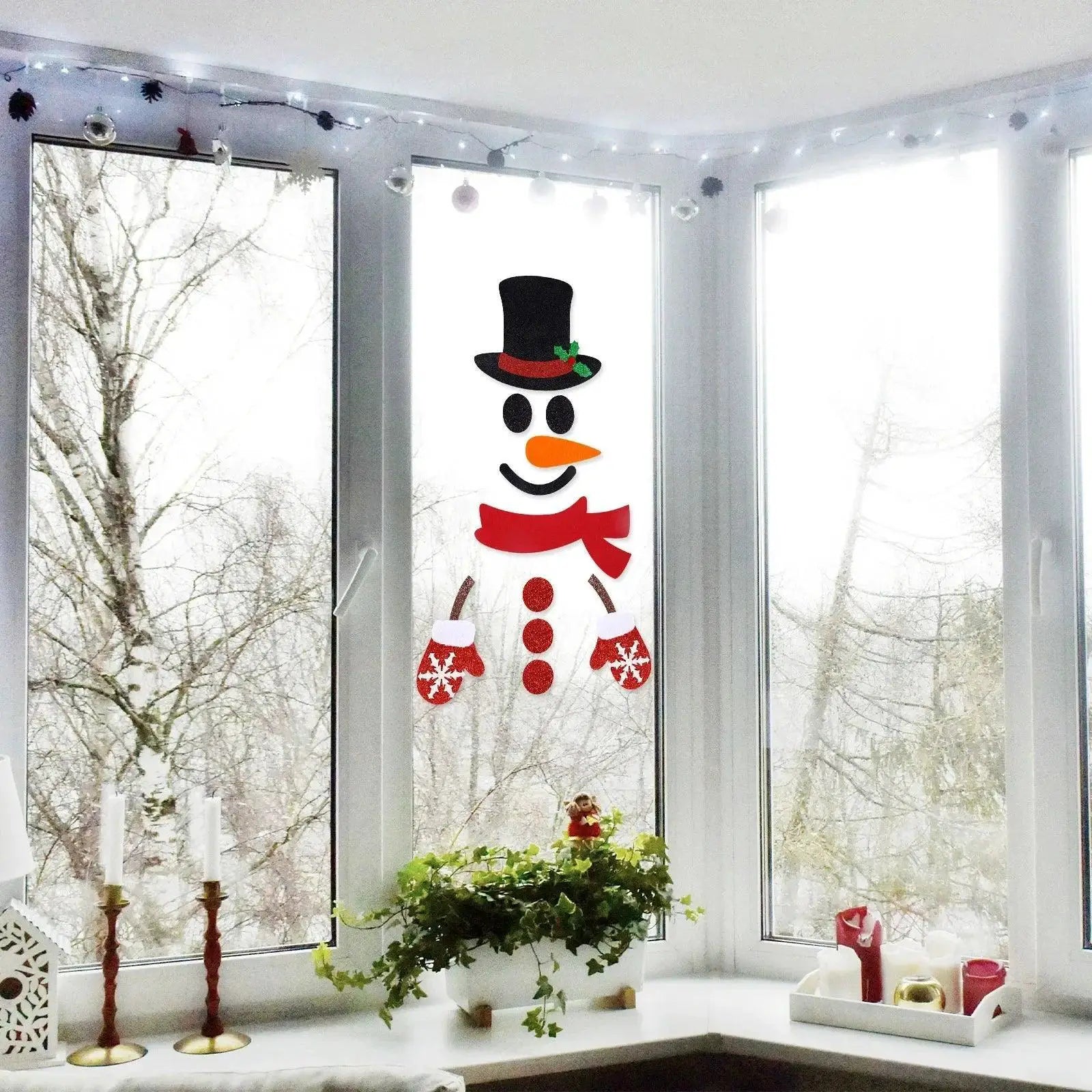 Festive Christmas Window Stickers Snowman Santa Elk 2024
