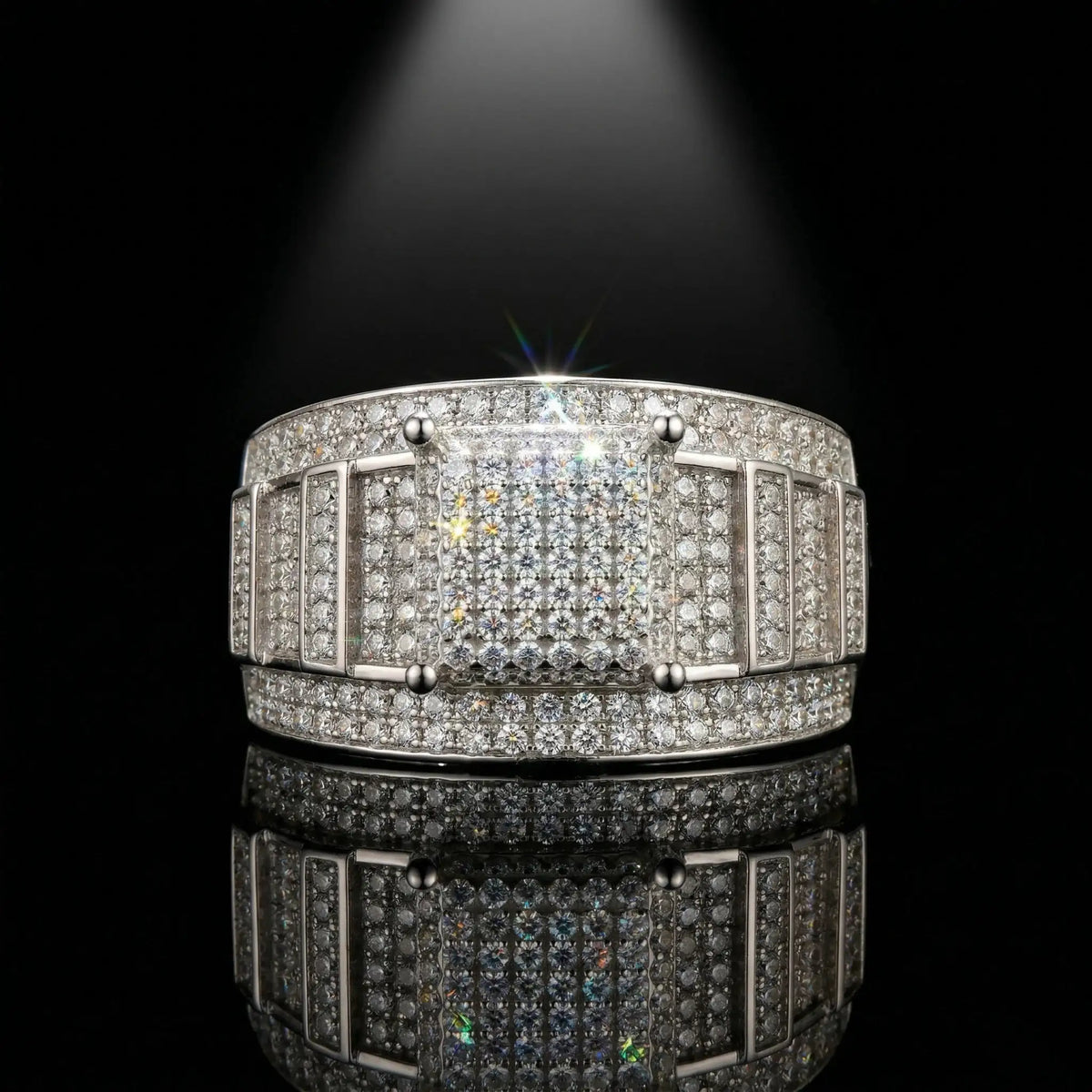 Moissanite Ring in Sterling Silver Heavy — product view 1