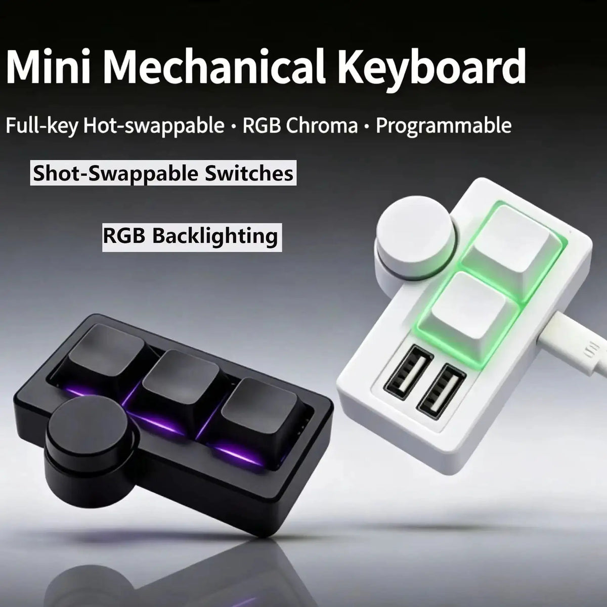 Hot-Swappable RGB Gaming Wired Mini Keyboard USB Portable Multi-Combination/Multi-Media Office/Gaming Custom Shortcut Keyboard