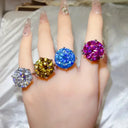 Colored Moissanite Six Claws Sterling Silver Ring