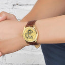 Masculine Leather Quartz Watch for Adventurous Men Outfit