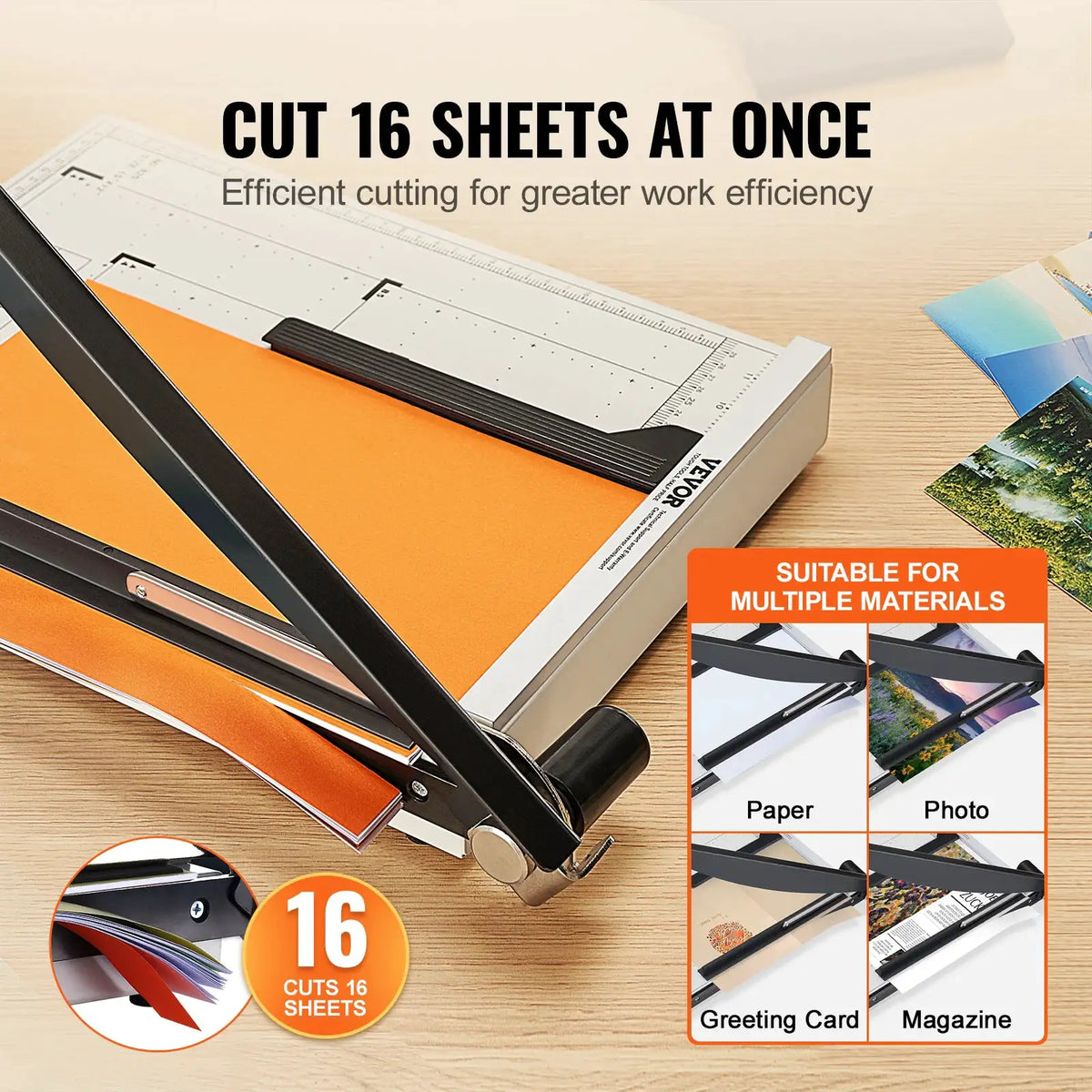 SucceBuy Paper Cutter Guillotine Trimmer 15"/18" Cut Length 16/20 Sheets Capacity Heavy Duty Paper Cutter for Home Office School