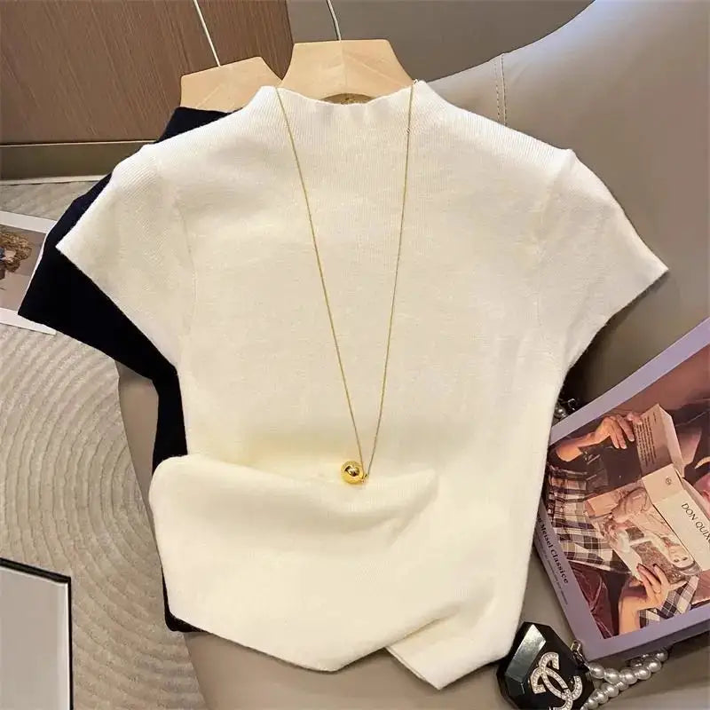 Women Lightweight Turtleneck Knit Sweater Slim Fit Short Sleeve Bodycon New Soft - product image 3