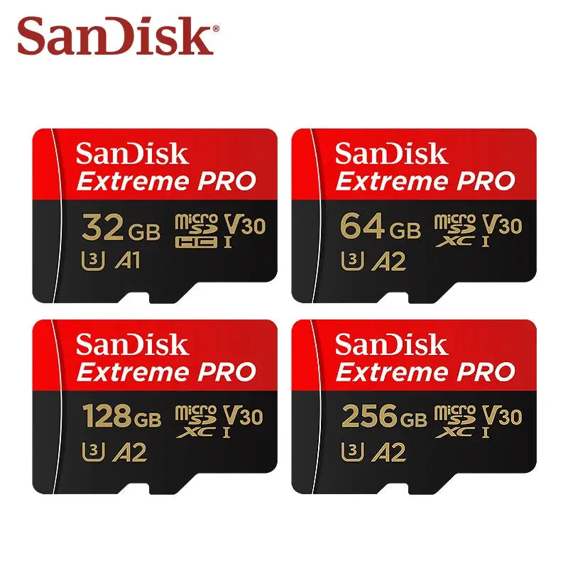 Original SanDisk Extreme Pro Micro SD Card 128GB 256GB 64GB U3 A2 SDXC V30 32GB A1 SDHC Transflash TF Card 512GB With SD Adapter
