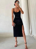 Hugcitar Velvet Maxi Dress Desk Date