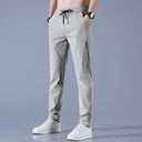 Ice Silk Men's Pants Summer New Black Gray Casual Wear