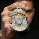 Gold Plated Jesus Pendant Micro Cubic Zirconia Christ Head Charm