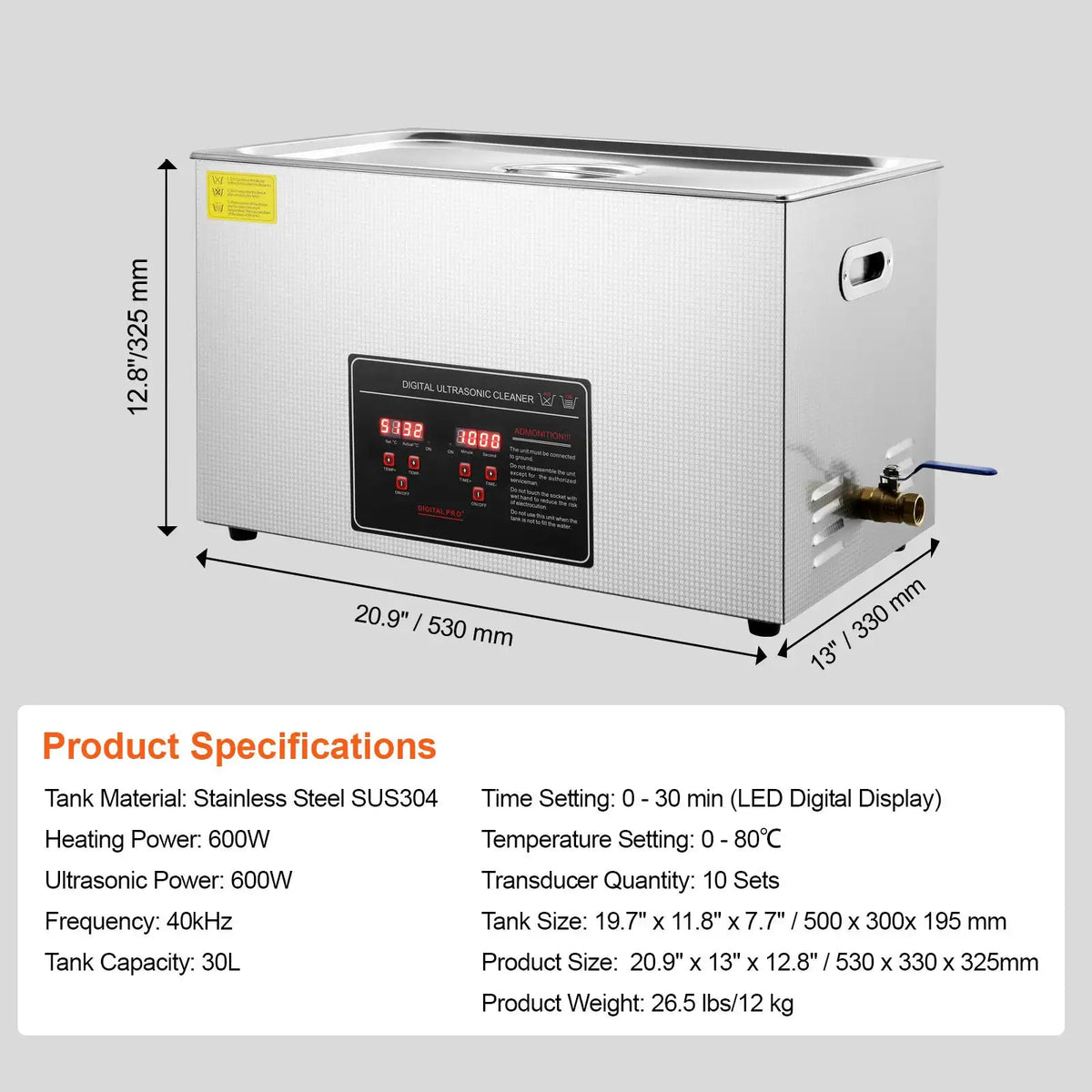 SucceBuy Ultrasonic Cleaner Stainless Steel Portable Cleaning — product view 7