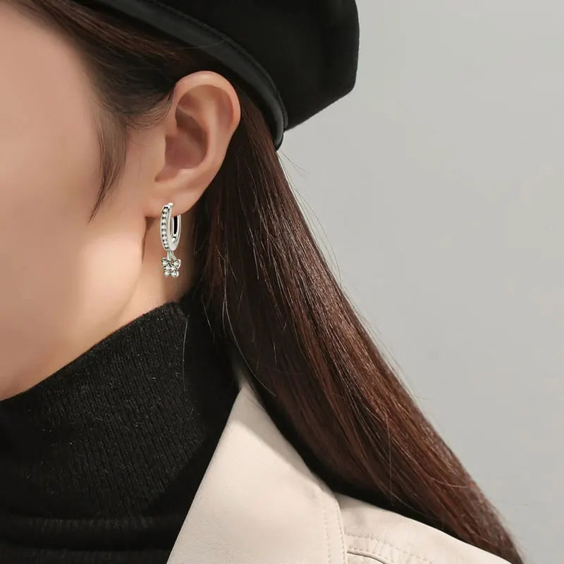 Sterling Silver Hoop Earrings Crystal