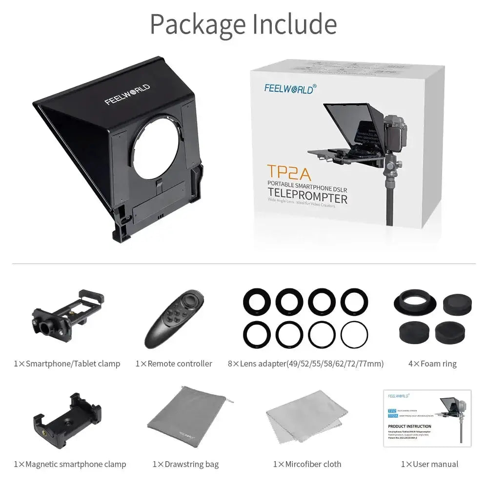FEELWORLD TP2A 8 Inch Portable Teleprompter For DSLR Cameras