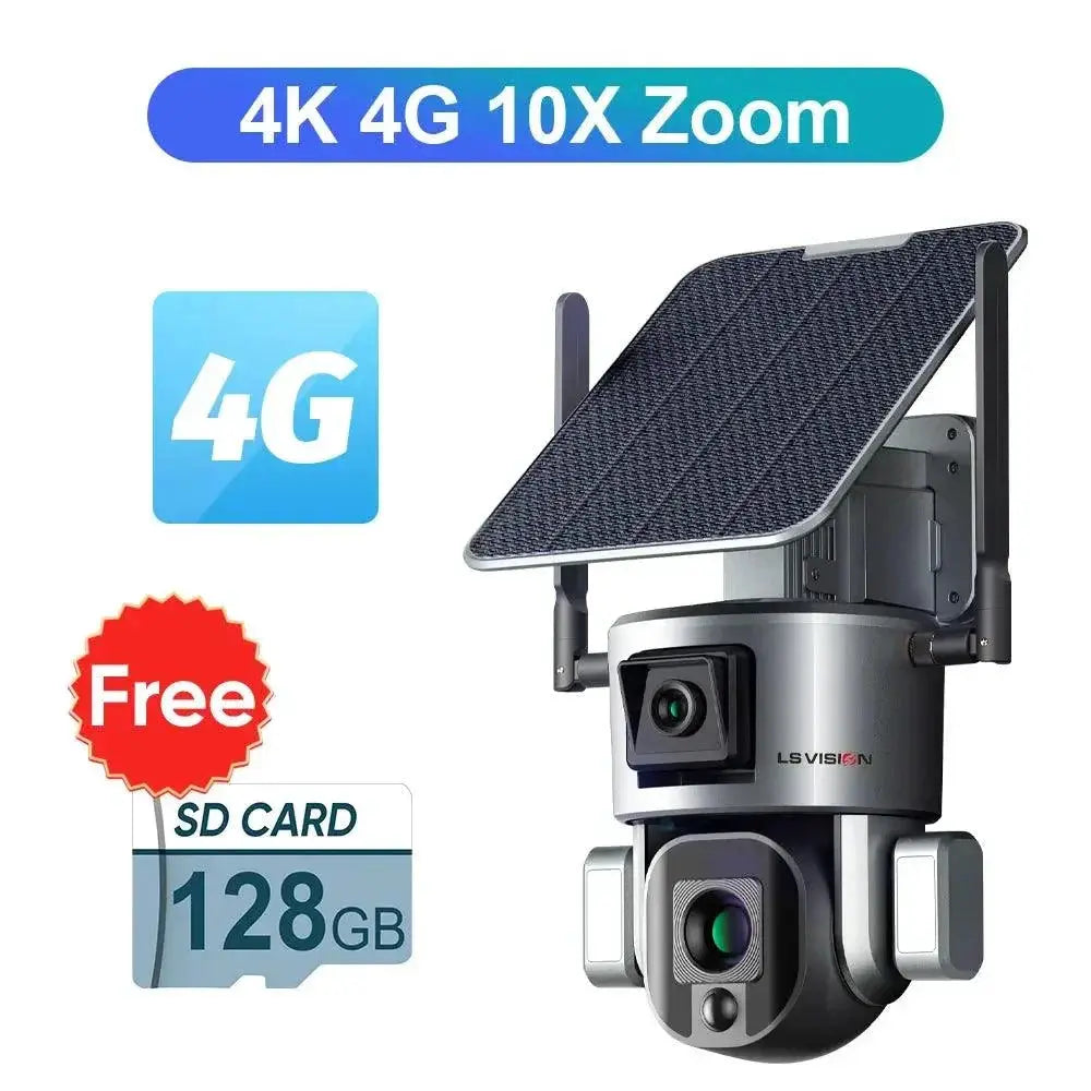 Solar Security Camera Dual Lens Tech Outdoor Surveillance