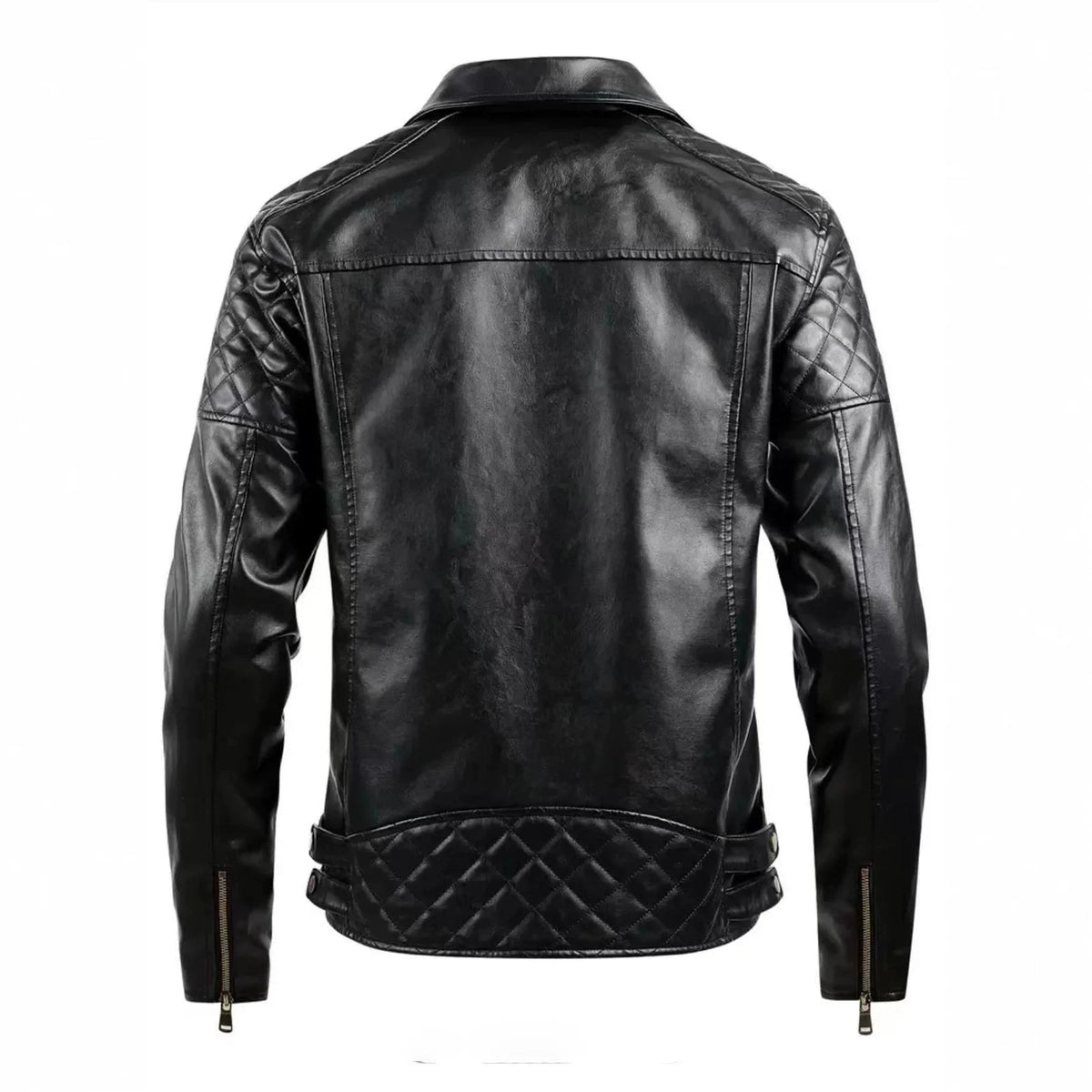 Faux Leather Lapel Leather Jacket