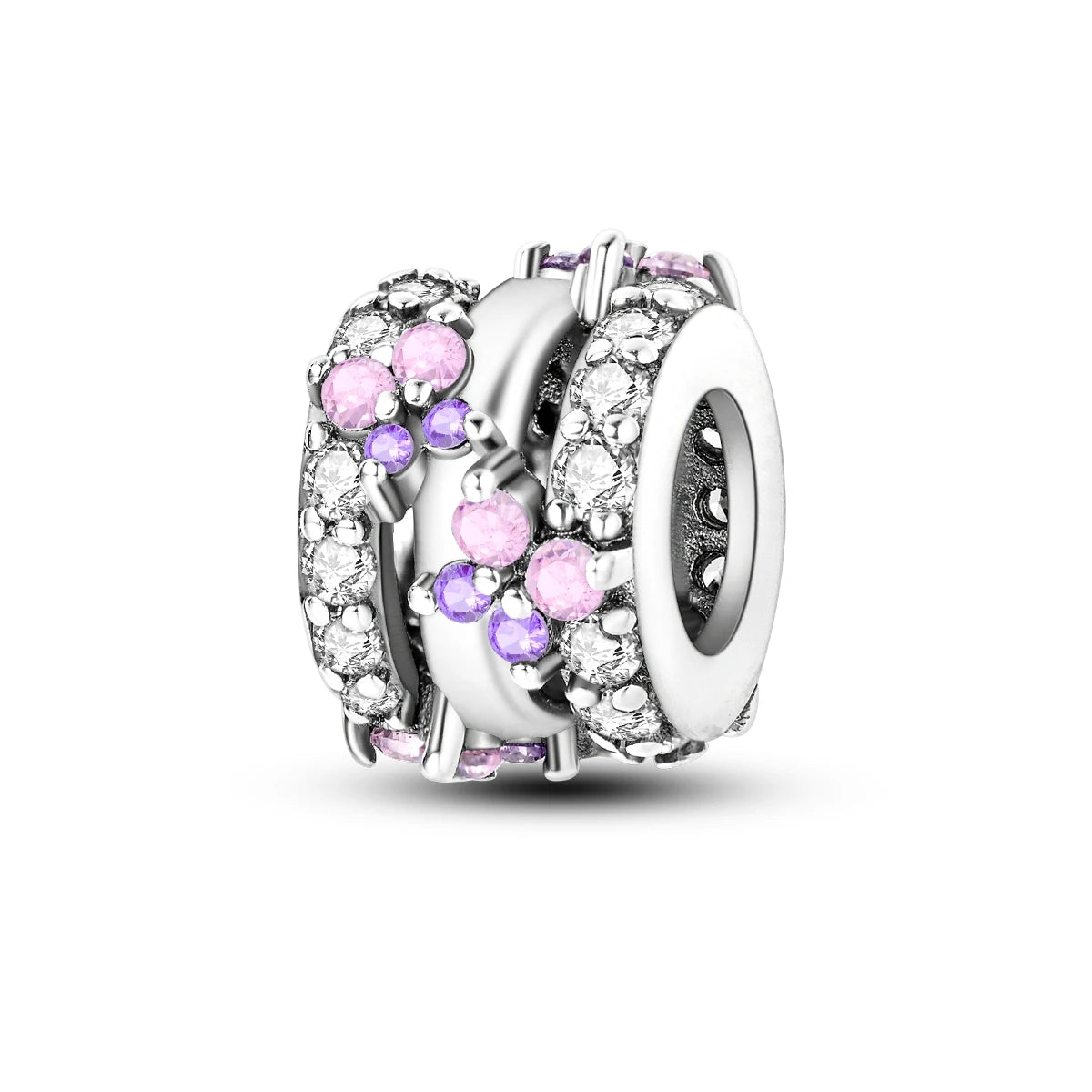 Charm Silver Plated Zircon Beads