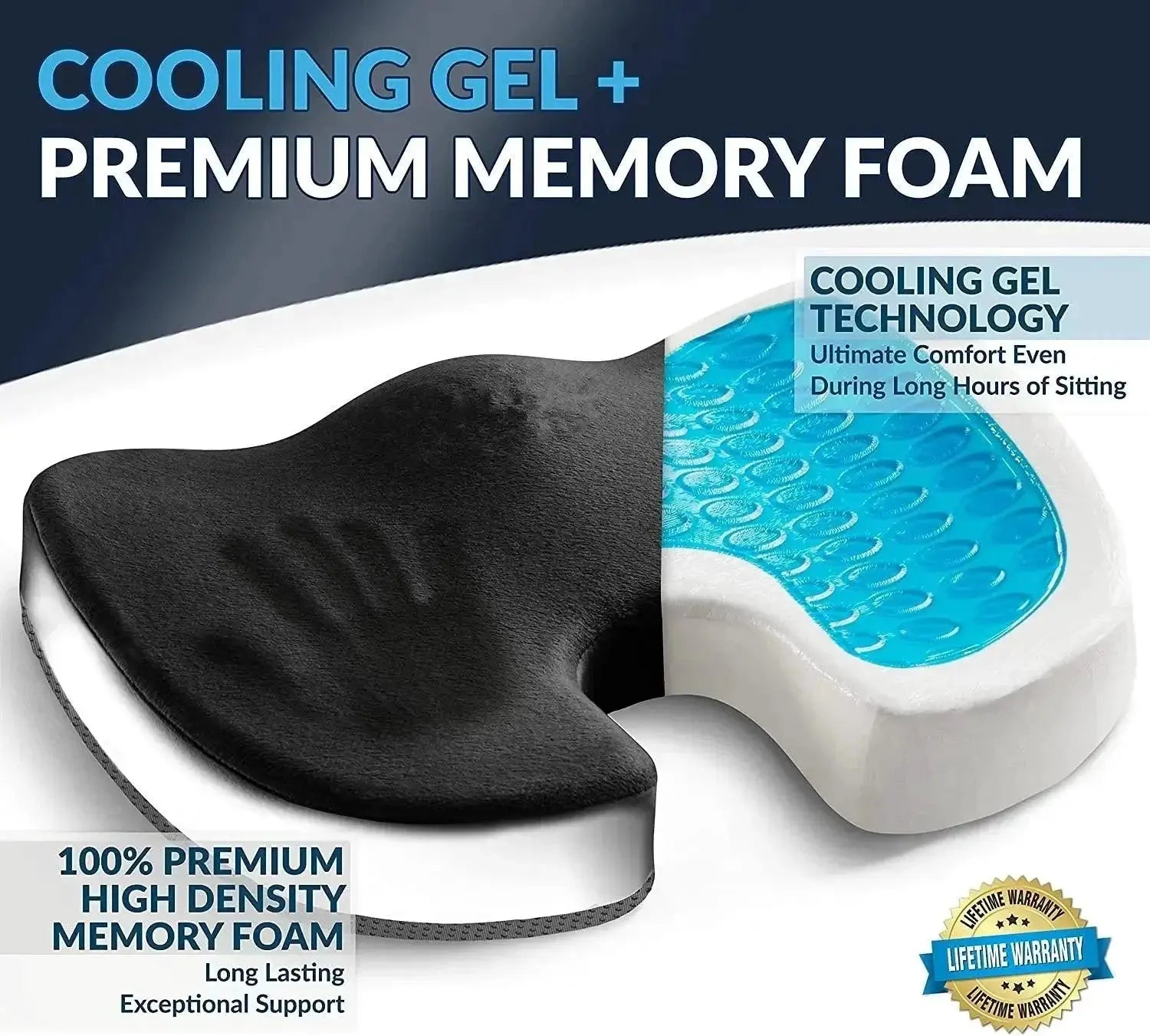 Orthopedic Gel Memory Foam Seat Cushion For Pain Relief