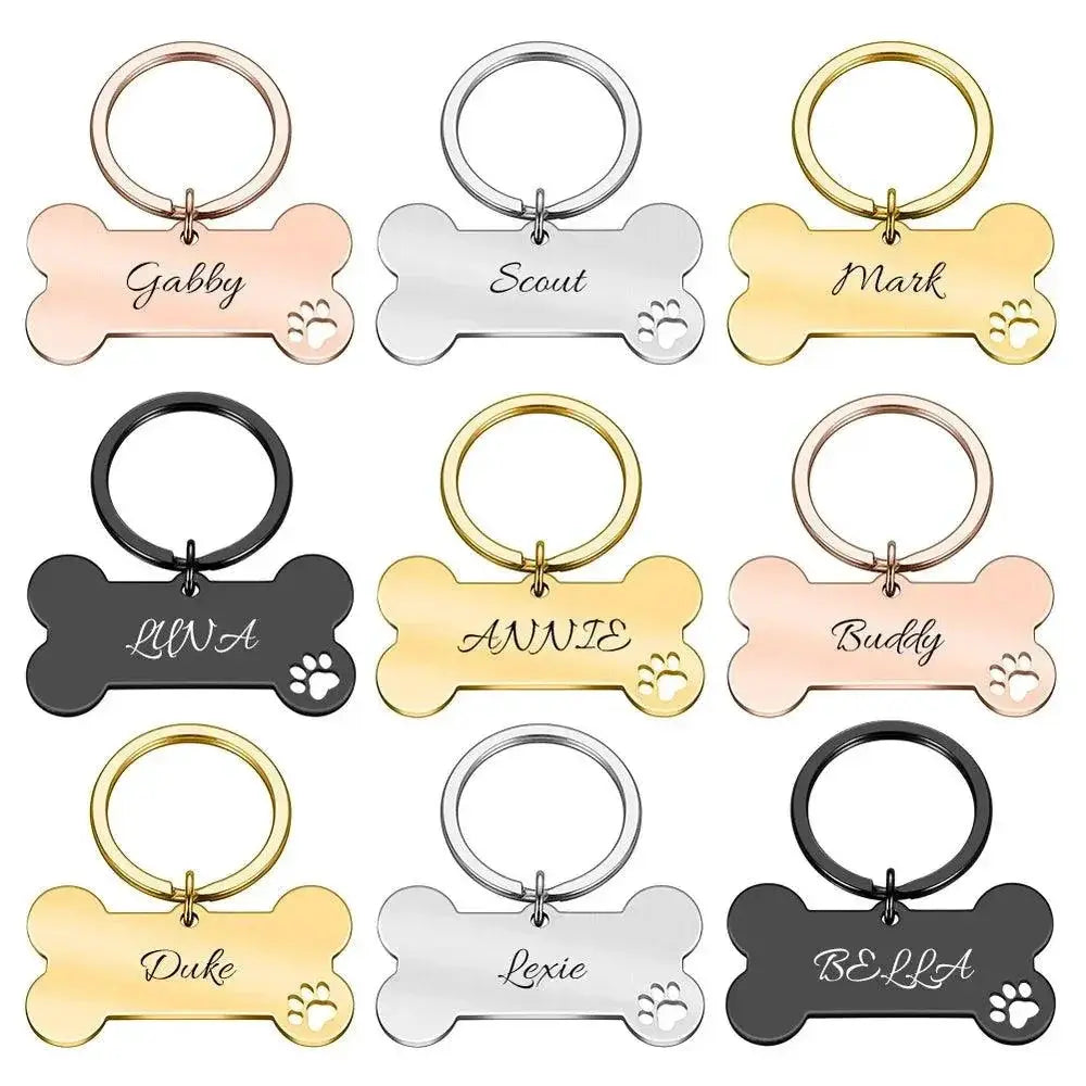 Personalized Pet Identification Tag Engraved Bone Pendant