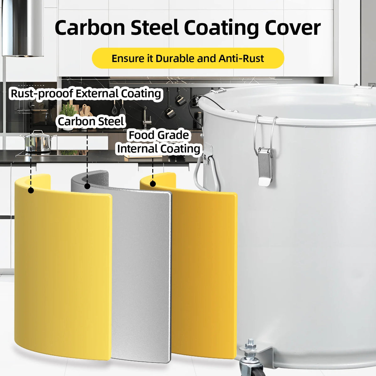 Gallon Fryer Grease Bucket, Liter Large Steel Oil Filter Pot — product view 4