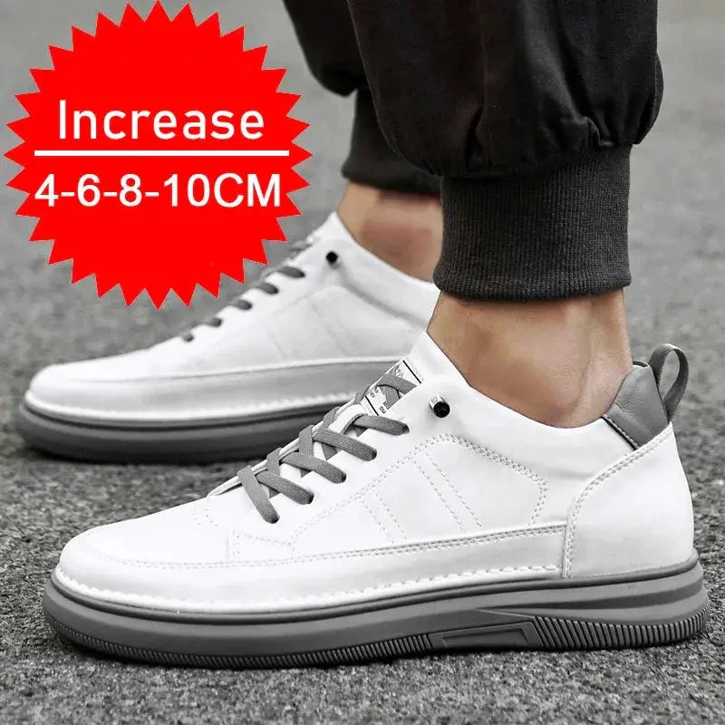 Casual Men Elevator Shoes Height Increase 6cm White Black