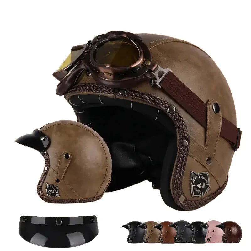 Retro Open Face Motorcycle Helmet — product view 1