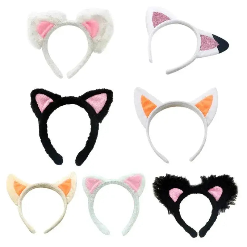Playful Plush Cat Ears Headband for Makeup and Skincare