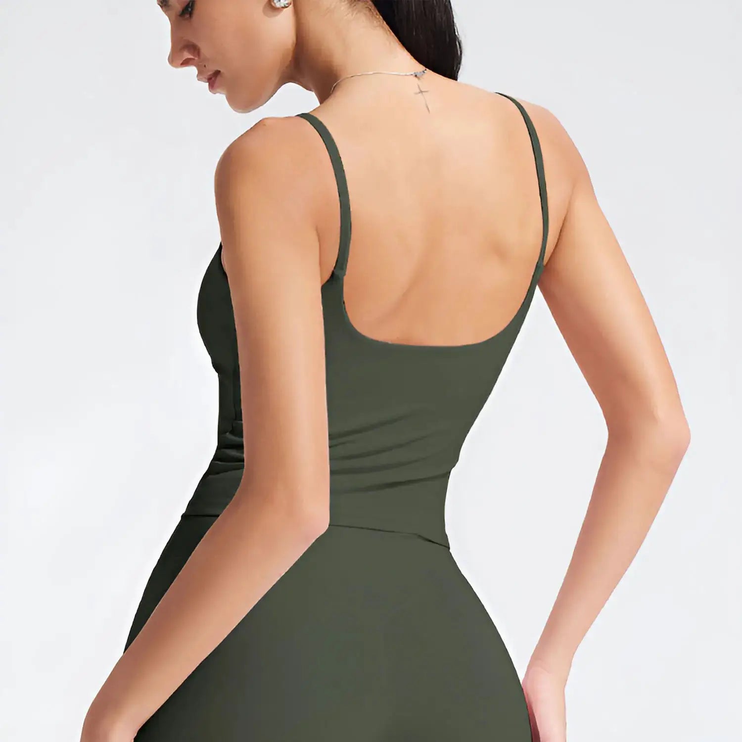 NCLAGEN GYM Tank Top With Built-In Bra Women's Yoga Clothing Running Square Neck Fitness Vest Beautiful Back Sports Workout